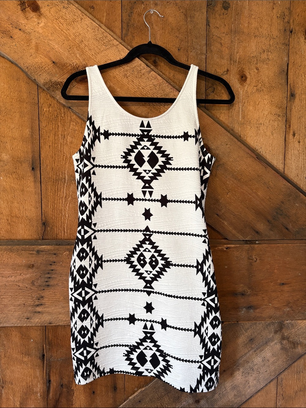 Divided Black & White Aztec Tank Mini Dress